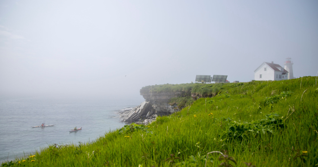ocean side foggy landscape in Côte-Nord, Québec