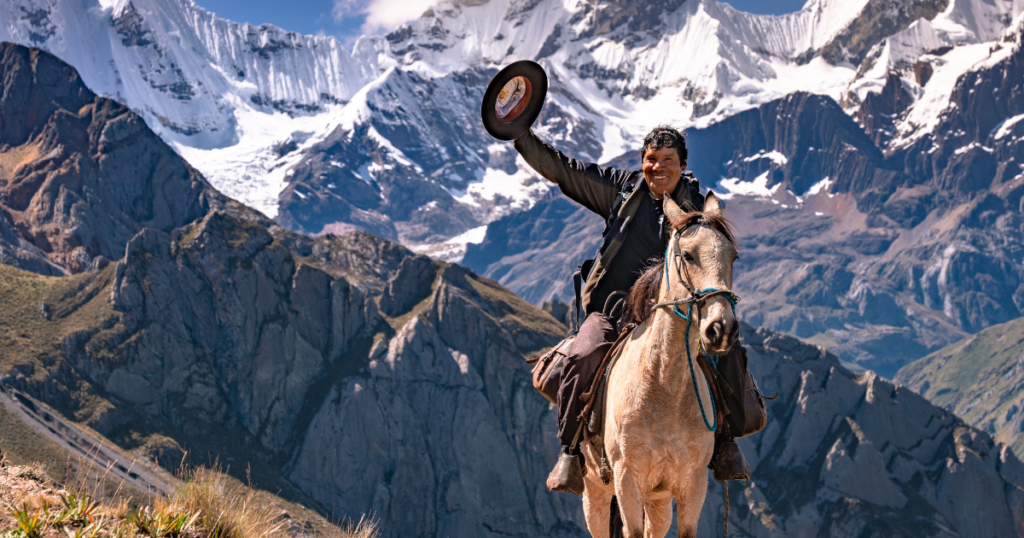 hiking guide in ancash peru on a horse