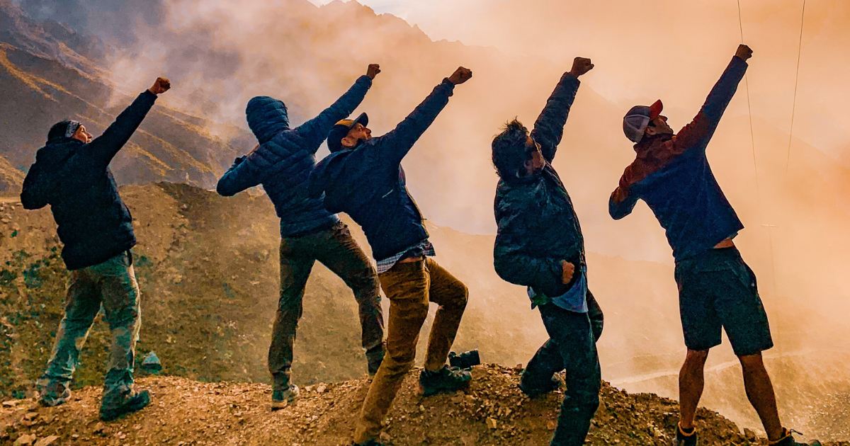 team of backpackers in cusco peru