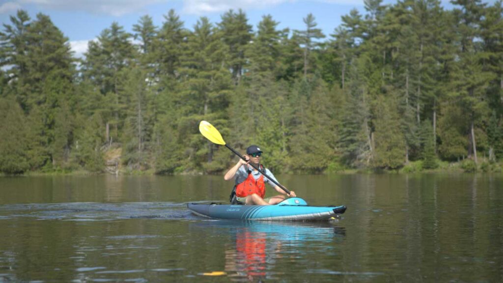 AquaGlide Chelan 120 is a light inflatable kayak that is fun to paddle.