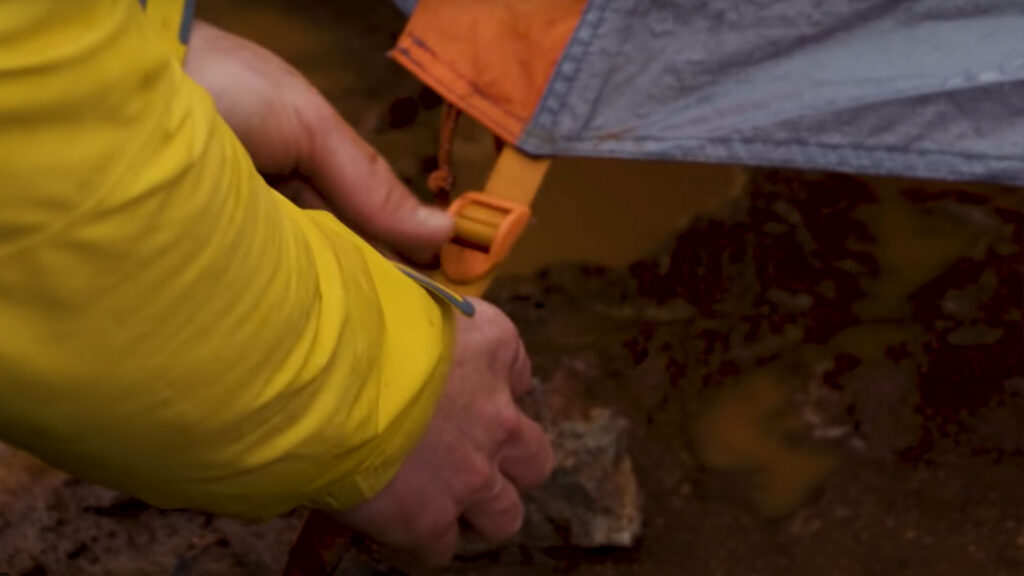 backpacking in the rain tip: pulling your fly tight will keep it from hitting the tent