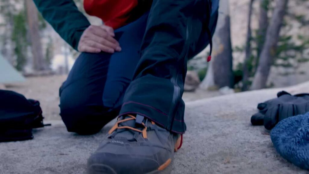 winter camping tip: Gaiters keep your feet dry and warm