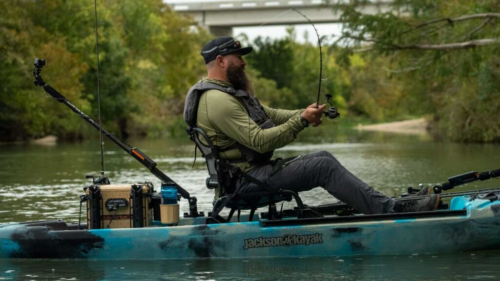 Black Bass Fishing in the new Jackson Kayak Coosa X - A river fishing kayak
