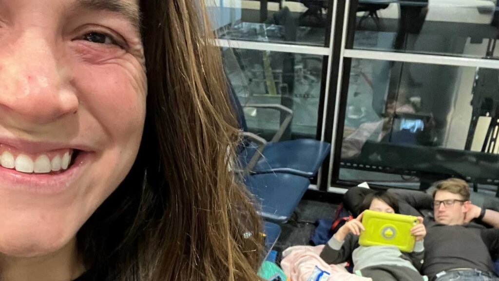 All travel layovers with kids begin with a base camp