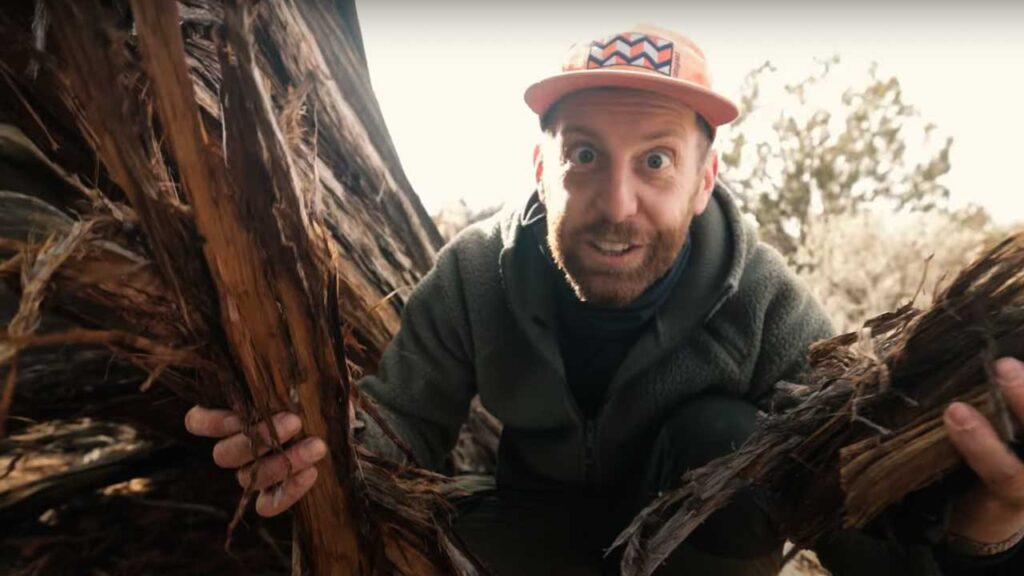 How to Start a Fire in the Wild with Sticks Tip: Using only the dead portions of the Juniper, I collected a bunch of really great fire starter wood!