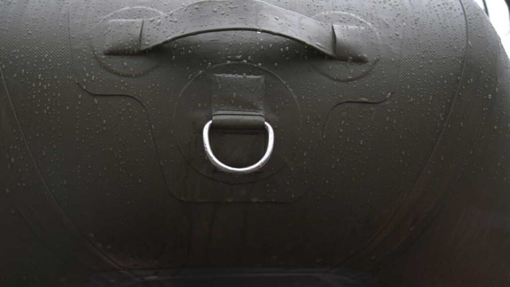 D-rings around the hull and deck allow you to strap down as much gear as you need.