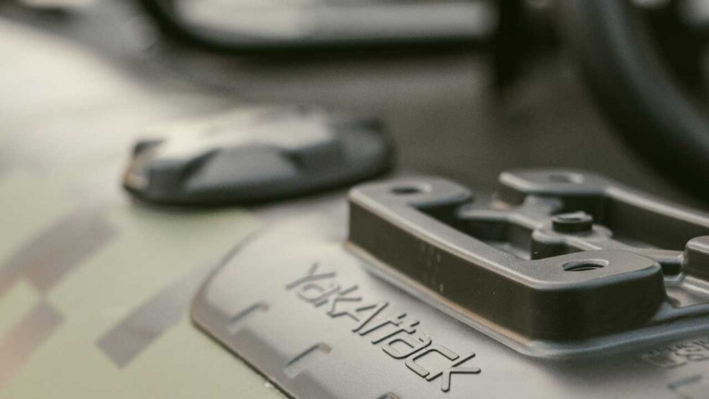 Glued chambers and glued Yakattack mounting systems on the Kuda inflatable fishing kayak