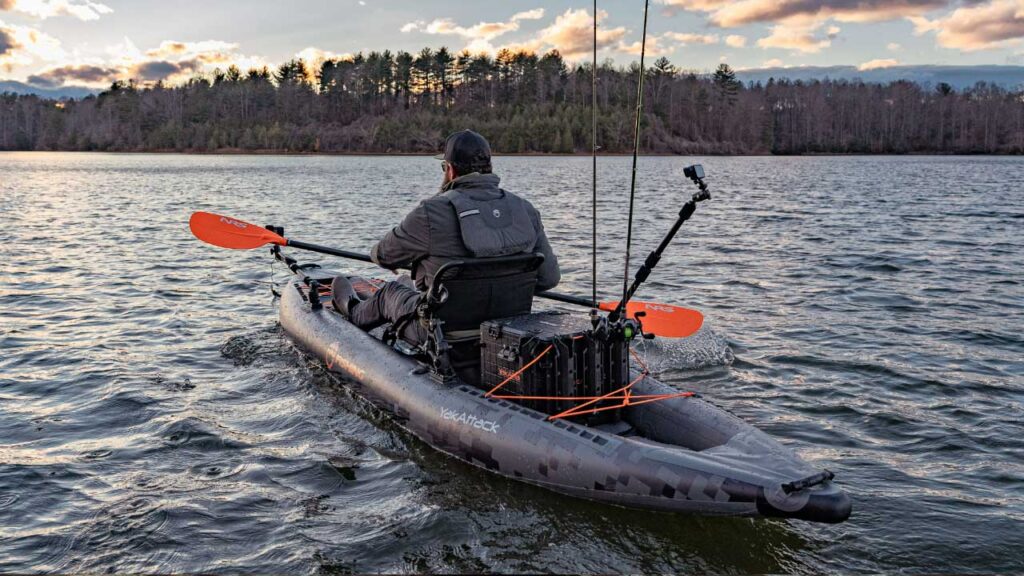 The sit-inside type inflatable kayaks allow you to have your gear down and tucked in safely.
