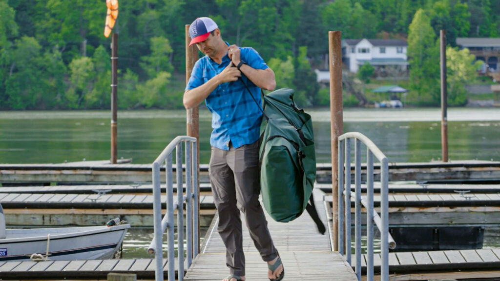 Its not the lightest inflatable, but it can easily be carried short distances.