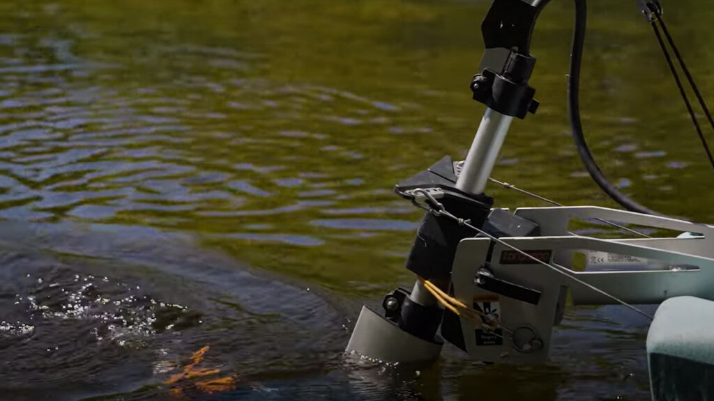 Trimmed the boat won't go as fast, but it keeps out of the rocks.