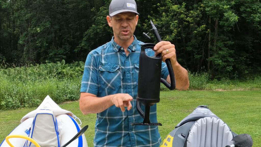 Both come with pumps, and paddles.