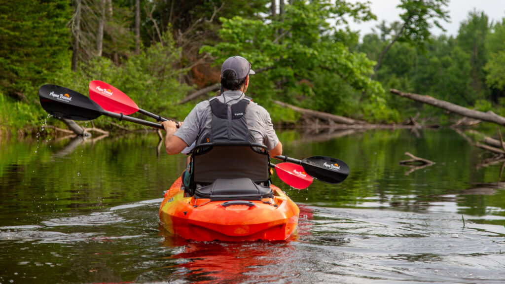 Storage at the back of the Wilderness Systems Targa 130T tandem kayak, under the bow works for day outtings.