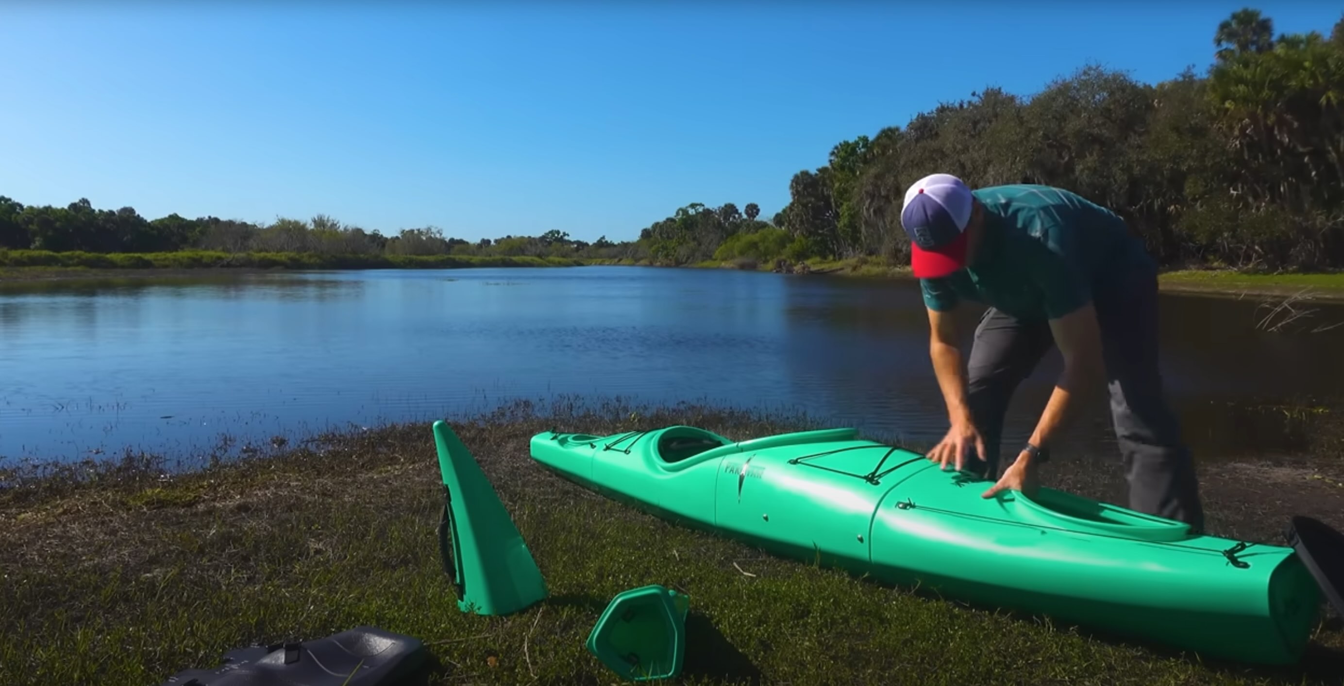 Assembling the Pakayak Bluefin Kayak in Florida after the flight