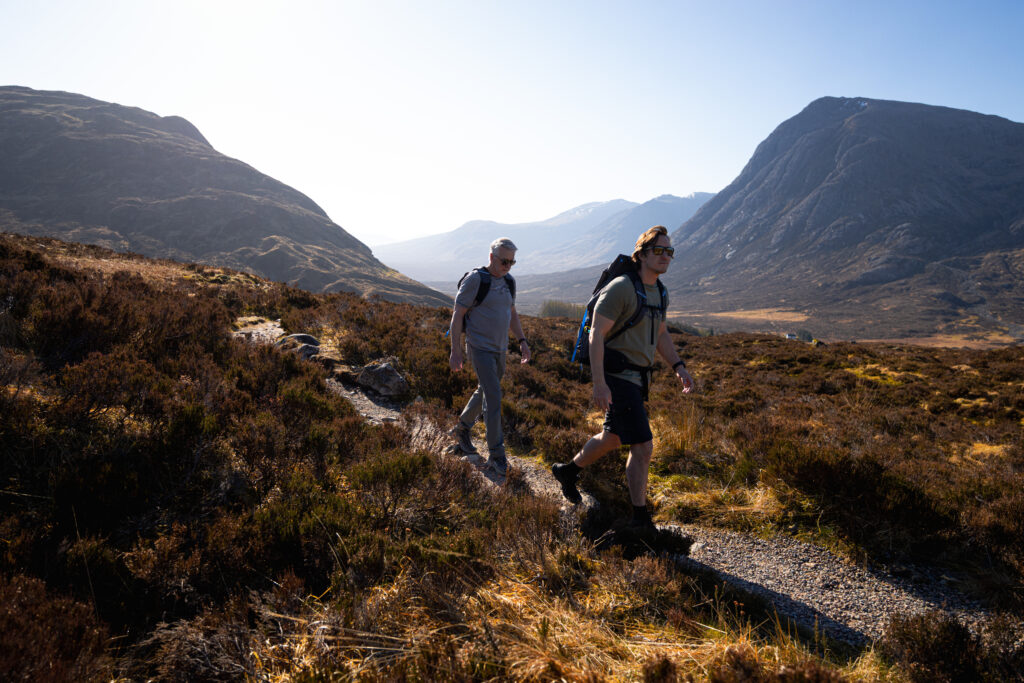 Scotland West Highland Way, Mike and dad walking on trail