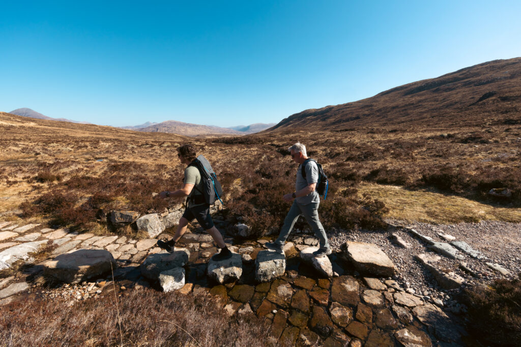 Family Travel Insurance for Scotland, Mike Fink hiking the west highland way with his dad